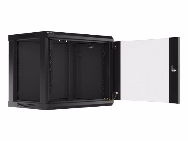 RACKSKÅP 19" VÄGGMONTERAT 9U/600X450 (FLAT PACK) V2 SVART LANBERG