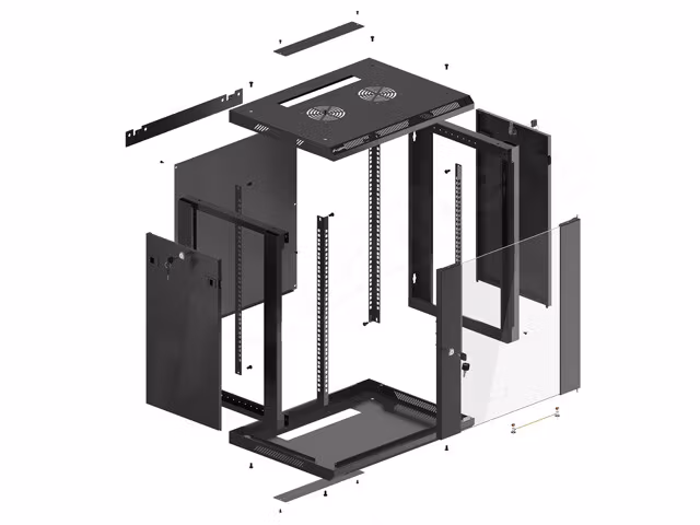 RACKSKÅP 19" VÄGGMONTERAT 12U/600X450 (FLAT PACK) SVART LANBERG V2