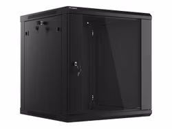 RACKSKÅP 19" VÄGGMONTERAT 12U/600X600 (FLAT PACK) MED GLASDÖRR SVART LANBERG V2