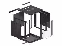 RACKSKÅP 19" VÄGGMONTERAT 12U/600X600 (FLAT PACK) MED GLASDÖRR SVART LANBERG V2