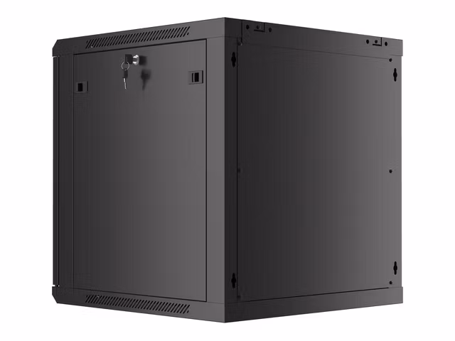 RACKSKÅP 19" VÄGGMONTERAT 12U/600X600 (FLAT PACK) MED GLASDÖRR SVART LANBERG V2