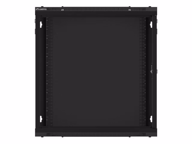 RACKSKÅP 19" VÄGGMONTERAT 12U/600X600 (FLAT PACK) MED GLASDÖRR SVART LANBERG V2