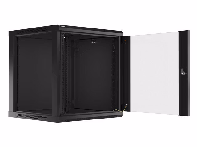 RACKSKÅP 19" VÄGGMONTERAT 12U/600X600 (FLAT PACK) MED GLASDÖRR SVART LANBERG V2