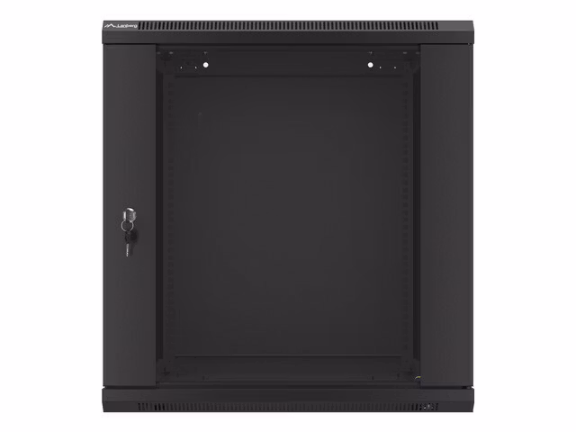RACKSKÅP 19" VÄGGMONTERAT 12U/600X600 (FLAT PACK) MED GLASDÖRR SVART LANBERG V2