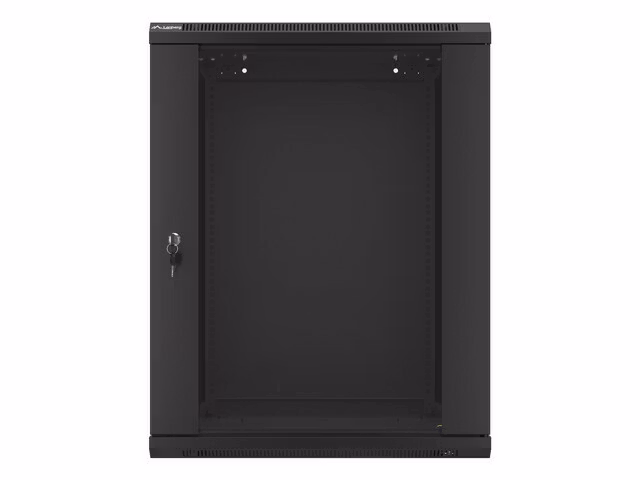 RACKSKÅP 19" VÄGGMONTERAT 15U/600X600 (FLAT PACK) MED GLASDÖRR SVART LANBERG V2