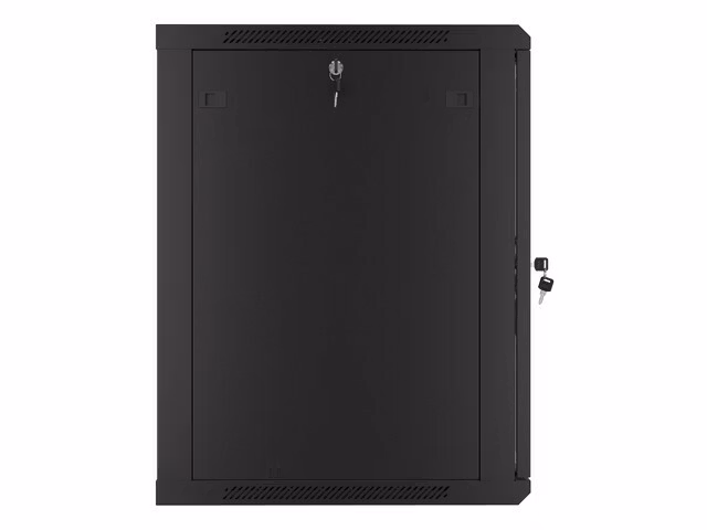 RACKSKÅP 19" VÄGGMONTERAT 15U/600X600 (FLAT PACK) MED GLASDÖRR SVART LANBERG V2