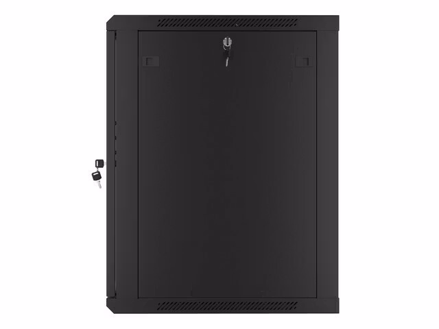 RACKSKÅP 19" VÄGGMONTERAT 15U/600X600 (FLAT PACK) MED GLASDÖRR SVART LANBERG V2