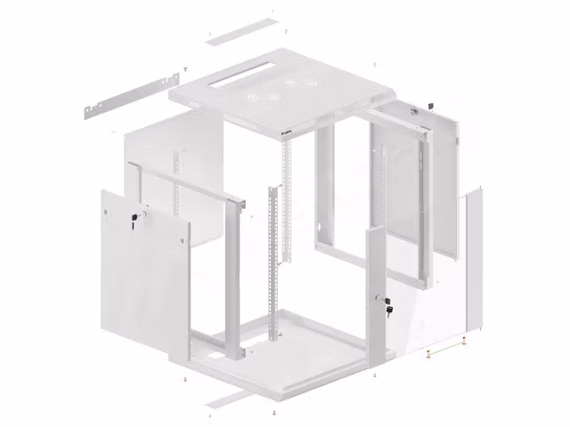 RACKSKÅP 19" VÄGGMONTERAT 12U/600X600 (FLAT PACK) V2 GRÅ LANBERG