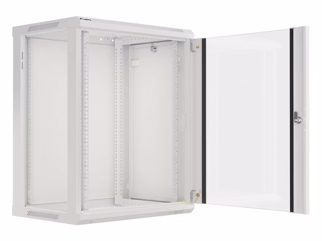 RACKSKÅP 19" VÄGGMONTERAT 15U/600X450 (FLAT PACK) MED GLASDÖRR GRÅ LANBERG V2