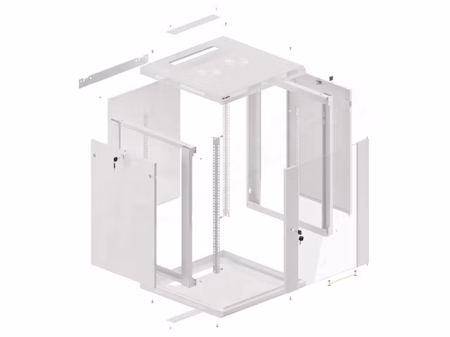 RACKSKÅP 19" VÄGGMONTERAT 15U/600X600 (FLAT PACK) MED GLASDÖRR GRÅ LANBERG V2