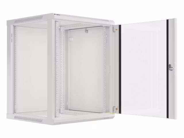 RACKSKÅP 19" VÄGGMONTERAT 15U/600X600 (FLAT PACK) MED GLASDÖRR GRÅ LANBERG V2