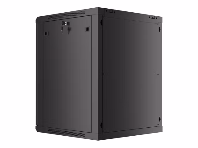 RACKSKÅP 19" VÄGGMONTERAT 15U/600X600 (FLAT PACK) MED GLASDÖRR SVART LANBERG V2