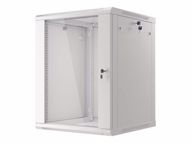 RACKSKÅP 19" VÄGGMONTERAT 15U/600X600 (FLAT PACK) MED GLASDÖRR GRÅ LANBERG V2