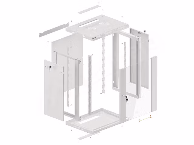 RACKSKÅP 19" VÄGGMONTERAT 15U/600X450 (FLAT PACK) MED GLASDÖRR GRÅ LANBERG V2