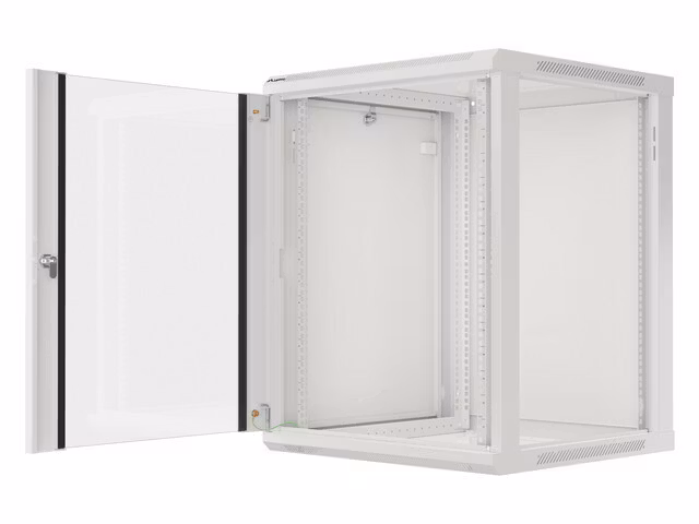 RACKSKÅP 19" VÄGGMONTERAT 15U/600X600 (FLAT PACK) MED GLASDÖRR GRÅ LANBERG V2