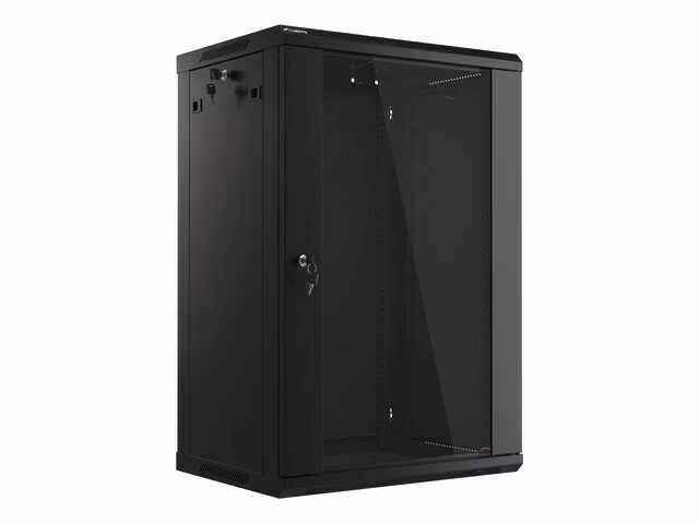 RACKSKÅP 19" VÄGGMONTERAT 18U/600X450 (FLAT PACK) MED GLASDÖRR SVART LANBERG V2