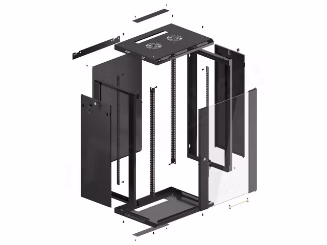 RACKSKÅP 19" VÄGGMONTERAT 18U/600X450 (FLAT PACK) MED GLASDÖRR SVART LANBERG V2