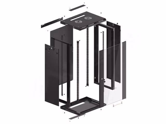 RACKSKÅP 19" VÄGGMONTERAT 22U/600X450 (FLAT PACK) MED GLASDÖRR SVART LANBERG V2