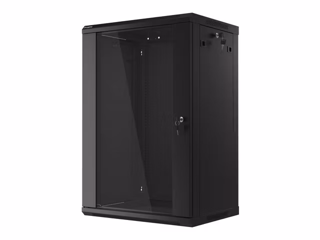 RACKSKÅP 19" VÄGGMONTERAT 18U/600X450 (FLAT PACK) MED GLASDÖRR SVART LANBERG V2