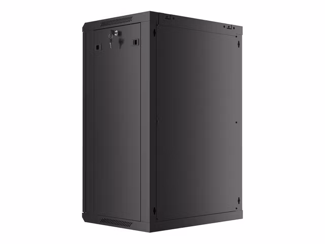 RACKSKÅP 19" VÄGGMONTERAT 18U/600X450 (FLAT PACK) MED GLASDÖRR SVART LANBERG V2