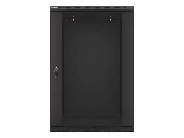 RACKSKÅP 19" VÄGGMONTERAT 18U/600X600 (FLAT PACK) MED GLASDÖRR SVART LANBERG V2