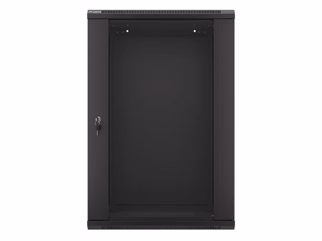 RACKSKÅP 19" VÄGGMONTERAT 18U/600X450 (FLAT PACK) MED GLASDÖRR SVART LANBERG V2