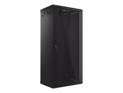 RACKSKÅP 19" VÄGGMONTERAT 27U/600X450 (FLAT PACK) MED GLASDÖRR SVART LANBERG V2