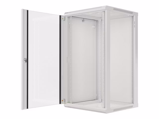 RACKSKÅP 19" VÄGGMONTERAT 22U/600X600 (FLAT PACK) MED GLASDÖRR GRÅ LANBERG V2