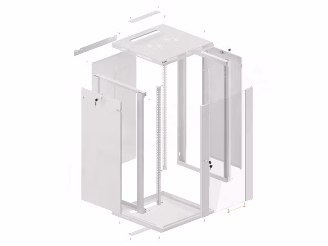 RACKSKÅP 19" VÄGGMONTERAT 22U/600X600 (FLAT PACK) MED GLASDÖRR GRÅ LANBERG V2