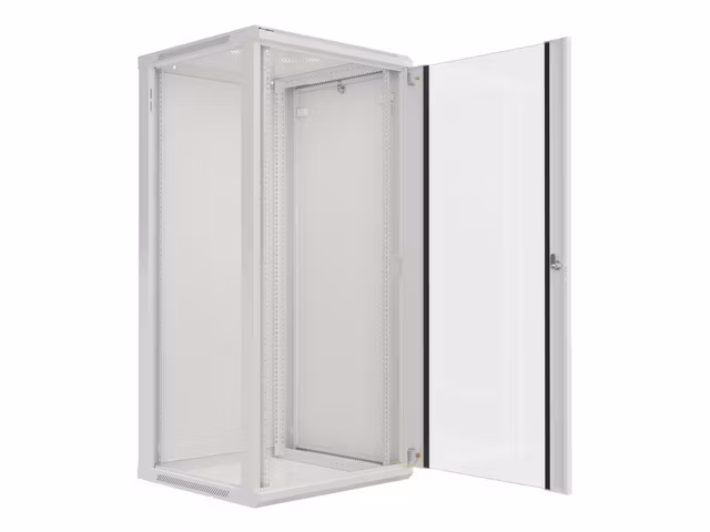 RACKSKÅP 19" VÄGGMONTERAT 27U/600X600 (FLAT PACK) MED GLASDÖRR GRÅ LANBERG V2