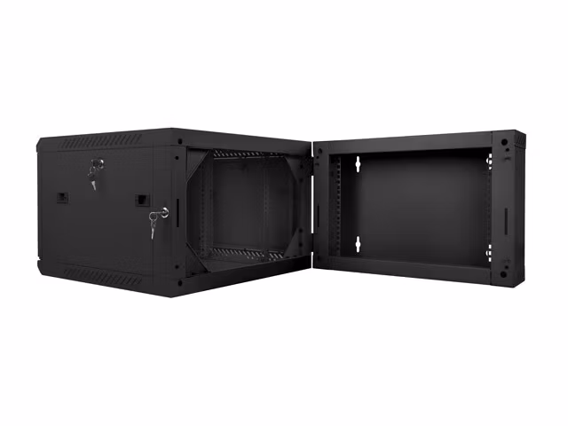 RACKSKÅP 19" VÄGGMONTERAT MED DUBBLA SEKTIONER 6U/600X600 (FLAT PACK) SVART LANBERG