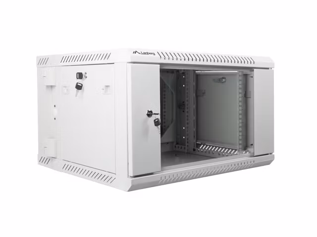 RACKSKÅP 19" VÄGGMONTERAT MED DUBBLA SEKTIONER 6U/600X600 (FLAT PACK) GRÅ LANBERG