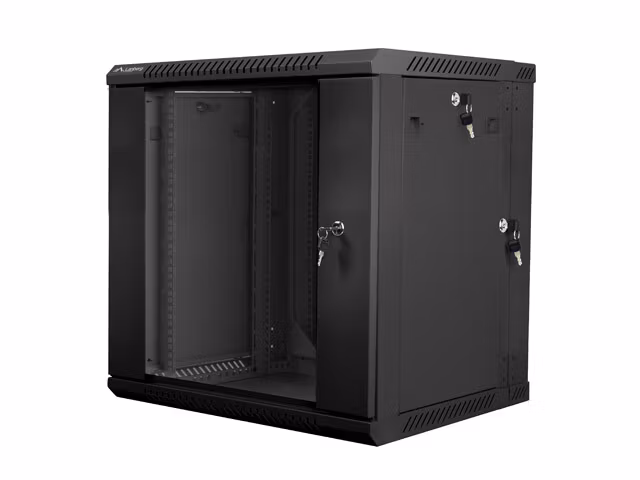RACKSKÅP 19" DUBBEL SEKTION VÄGGMONTERAT 12U/600X600 (FLAT PACK) SVART LANBERG