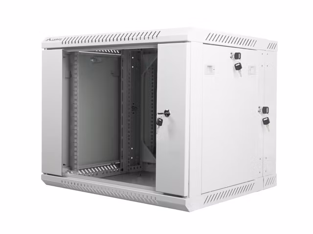 RACKSKÅP 19" VÄGGMONTERAT MED DUBBLA SEKTIONER 9U/600X600 (FLAT PACK) GRÅ LANBERG