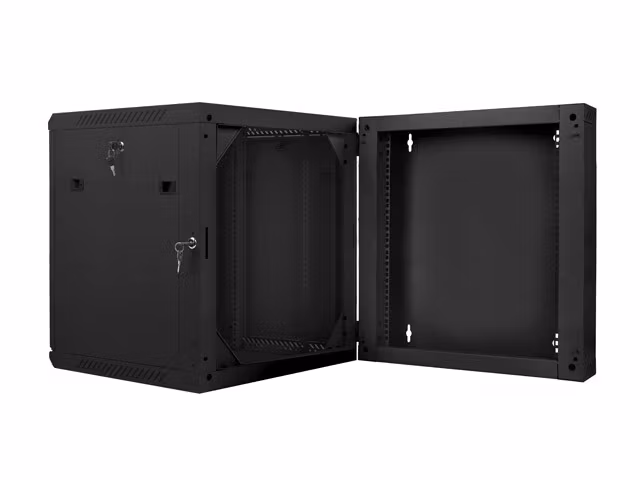 RACKSKÅP 19" DUBBEL SEKTION VÄGGMONTERAT 12U/600X600 (FLAT PACK) SVART LANBERG
