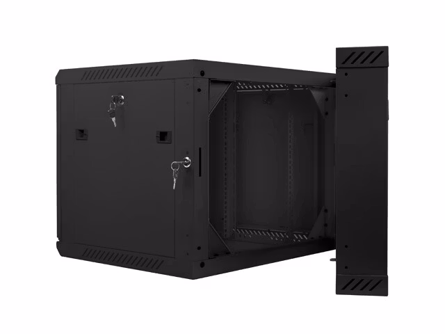RACKSKÅP 19" VÄGGMONTERAT MED DUBBLA SEKTIONER 9U/600X600 (FLAT PACK) SVART LANBERG