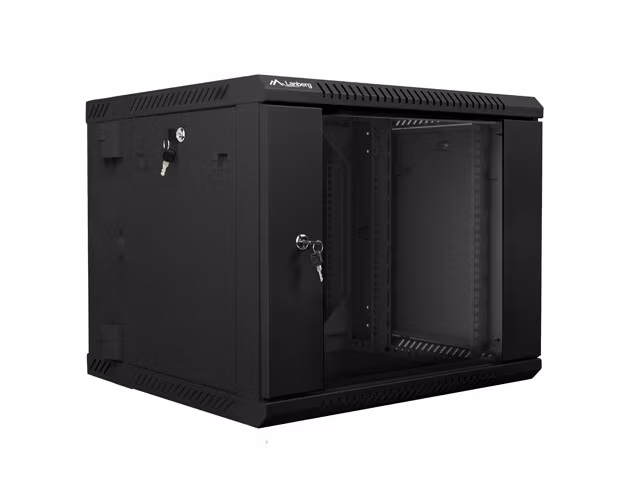 RACKSKÅP 19" VÄGGMONTERAT MED DUBBLA SEKTIONER 9U/600X600 (FLAT PACK) SVART LANBERG