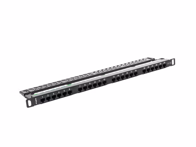 PATCHPANEL 24 PORT 0,5U 19" CAT.5E UTP SVART LANBERG