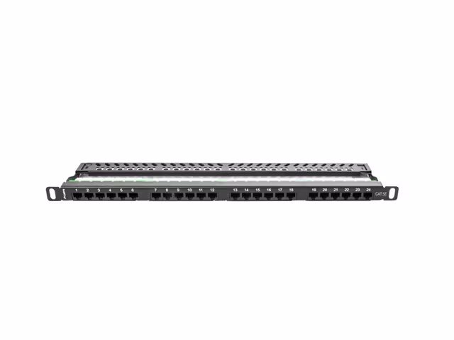 PATCHPANEL 24 PORT 0,5U 19" CAT.5E UTP SVART LANBERG