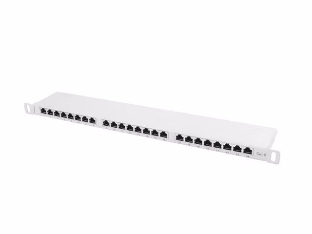 PATCHPANEL 24 PORT 0,5U 19" CAT.6 FTP SKÄRMAD GRÅ LANBERG