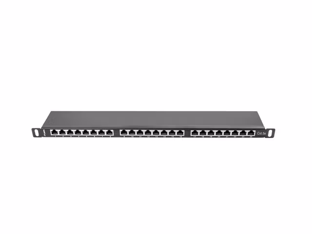 PATCHPANEL 24 PORT 0,5U 19" CAT.5E FTP SKÄRMAD SVART LANBERG