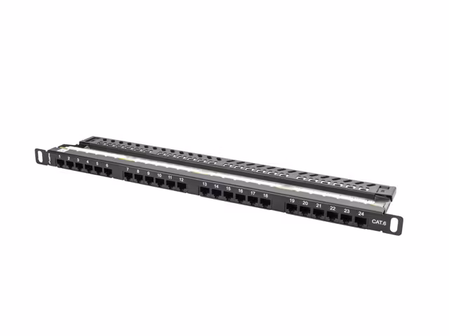 PATCHPANEL 24 PORT 0,5U 19" CAT.6 UTP SVART LANBERG