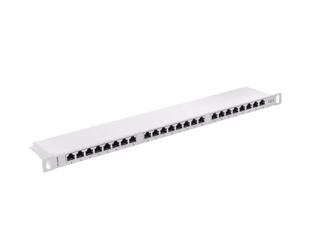 PATCHPANEL 24 PORT 0,5U 19" CAT.6 FTP SKÄRMAD GRÅ LANBERG
