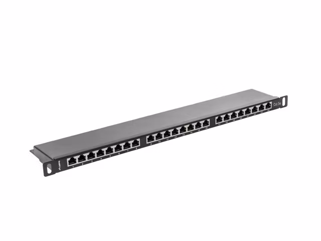 PATCHPANEL 24 PORT 0,5U 19" CAT.5E FTP SKÄRMAD SVART LANBERG