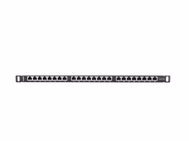 PATCHPANEL 24 PORT 0,5U 19" CAT.5E FTP SKÄRMAD SVART LANBERG