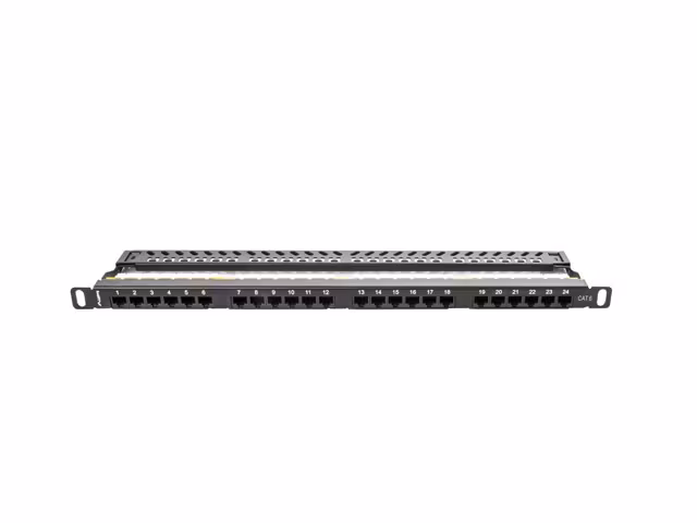 PATCHPANEL 24 PORT 0,5U 19" CAT.6 UTP SVART LANBERG