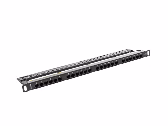 PATCHPANEL 24 PORT 0,5U 19" CAT.6 UTP SVART LANBERG