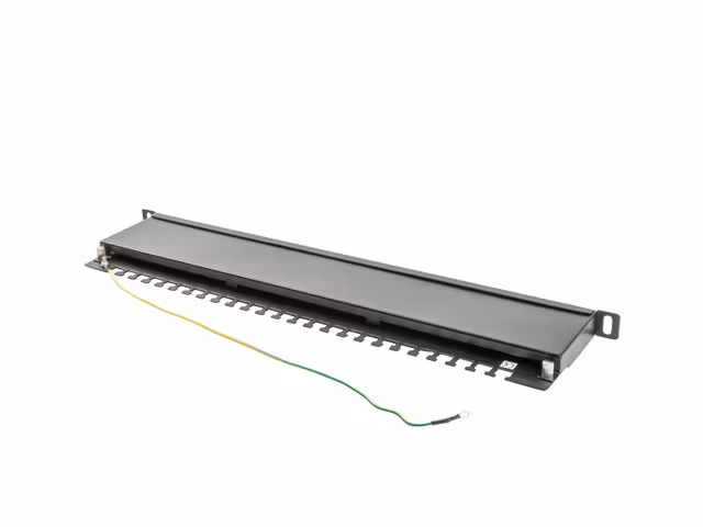 PATCHPANEL 24 PORT 0,5U 19" CAT.5E FTP SKÄRMAD SVART LANBERG