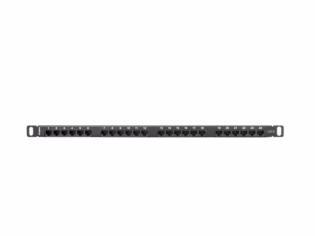 PATCHPANEL 24 PORT 0,5U 19" CAT.6 UTP SVART LANBERG