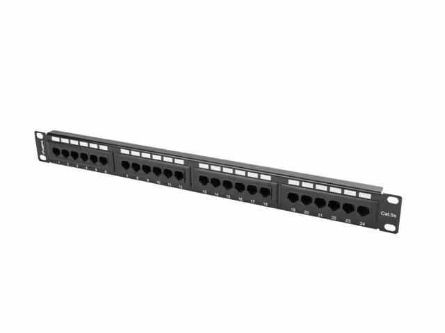 PATCHPANEL 24 PORT 1U 19" CAT.5E UTP SVART LANBERG